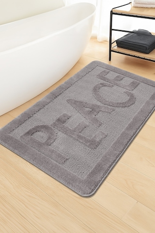 Doğal Kaymaz Taban Banyo Paspas Uzun Ömürlü Yumuşak Dokulu Su Emici Yıkanabilir Peace 60x100 Gri
