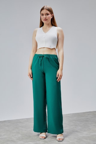 Genius Store Kadın Pantolon Geniş Paça Yüksel Bel Cepli Çizgili Pantolon Çizgili-pantolon Çok Renkli