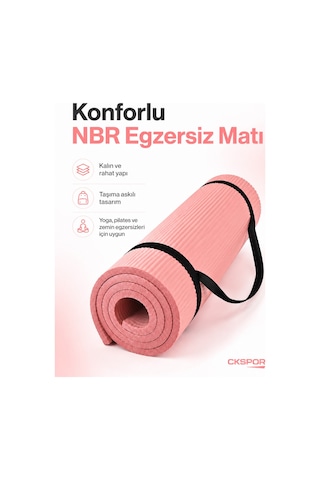 Ckspor 15 Mm Kaymaz Nbr Pilates Matı Taşıma Askılı Yoga Veegzerisiz Minderi Pembe