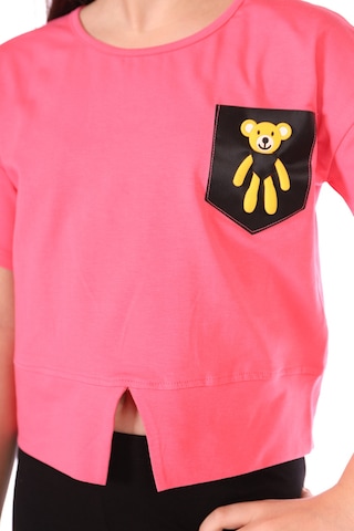 Toontoy Kids Toontoy Kız Çocuk Göğsü Ayıcık Baskılı Kaprili Takım Fuşya
