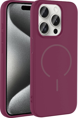 Apple Uyumlu iPhone 15 Pro Kılıf M-safe Şarj Özellikli Sys Meta Kapak - Mürdüm Mürdüm