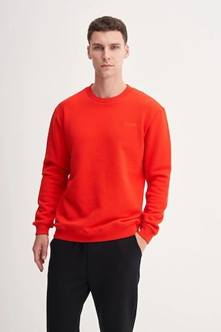 Cazador Kalın Diyagonal Dokulu %100 Pamuk 3 İplik Regular Fit Sweatshirt Kırmızı