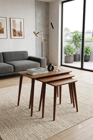 Eg Home İstanbul 3'lü Zigon Sehpa %100 Mdf Ceviz