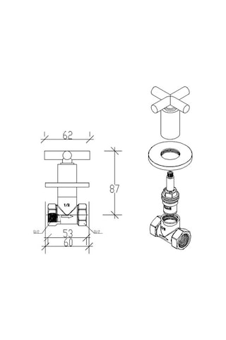 Tema Cross Ankastre Stop Valf 1/2-1/2 69220 Krom