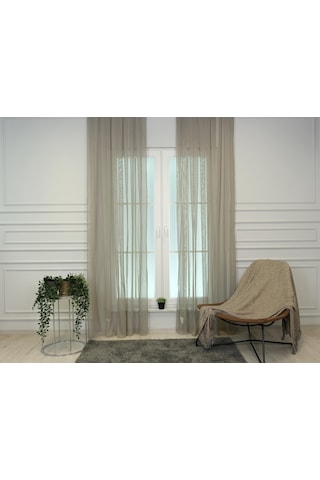 Ütü Sevmez Düz Kurşunlu Tül Perde Pilesiz Kahverengi-2486-kahverengi