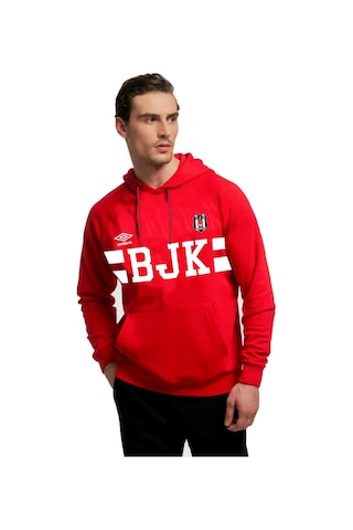 Umbro Beşiktaş Kapüşonlu Erkek Kırmızı Basketbol Sweatshirt 2024/25 Siyah