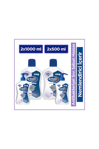 Activex Hassas Sıvı Sabun 2 x 1 L + 2 x 500 ML