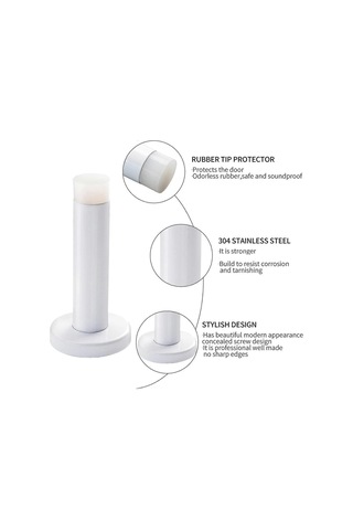 Adet 3,5 İnç Kapı Durdurucu, Kauçuk Uçlu Paslanmaz Çelik Kapı Durdurucu, Duvara Monte Kapı Koruması G20241129663 Beyaz Diğer