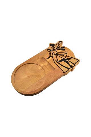 Ahşap Servis Sunum Tahta Bardak Altlığı - Kafkas Çerkes Dans Figürlü Ahşap