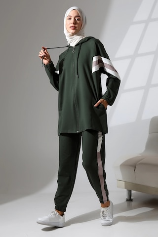Kadın Mevsimlik Penye Alt Üst Spor Ve Rahat Tesettür Takım Haki