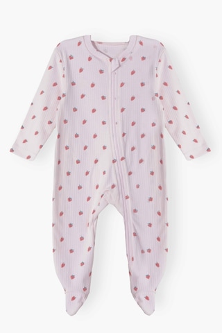 Luess Kız Bebek Mevsimlik Çilek Metraj Baskılı %100 Pamuklu Tulum 0-3 Ay 6-9 Ay Pembe