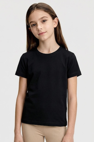 Standart Fit Basic O Yaka 2li Paket Siyah Unisex Çocuk T-shirt Siyah