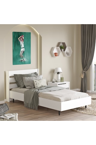 Robin Home Lidya Tek Kişilik Karyola Metal Ayaklı 160 200cm Beyaz