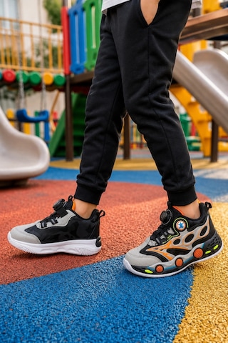 Ht Hotin Rush Çocuk Günlük Işıklı Spor Ayakkabı Pratik Bağlama Detaylı Sneaker - Gri-siyah