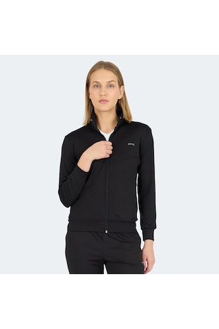 Slazenger REVOLT Kadın Dik Yaka Fermuarlı Siyah Sweatshirt
