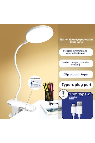 Yunboo Usb Type-c Led Okuma Lambası - Göz Korumalı, Işığın Yoğunluğu Ve Rengi Ayarlanabilir, Ev & Dormada Kullanıma Uygun, Klemeli & Dikey Stand, 1.5m Kablolu Diğer
