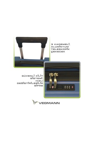 Vegmann Tartılı Scavel Mavi Büyük Boy Valiz Mavi