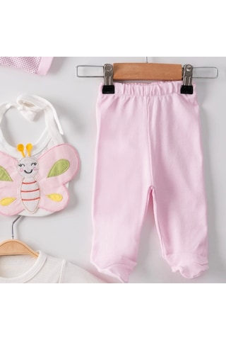 Candar 3 Ay Kelebek Nakış Puanlı Tulumlu Kız Bebek 5'li Set Pembe Pembe