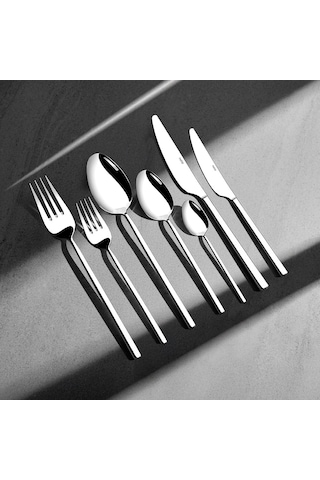 Nehir Gloria Sade 12 Kişilik 84 Parça Kutulu Çatal Kaşık Bıçak Takımı Gri