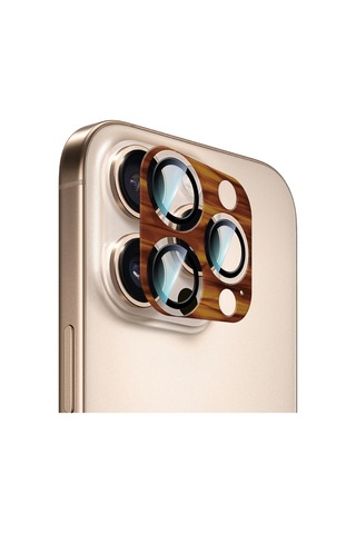 Apple Uyumlu iPhone 16 Pro Caseworld Crystal Color Serisi Full Kamera Lens Koruyucu Kahverengi