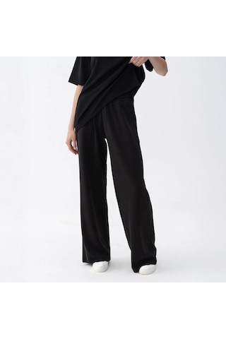 Qua Home Noa Kadın Modal Wide Leg Pantolon Siyah