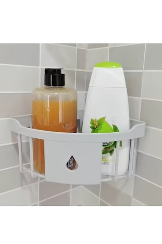 Yapışkanlı Köşe Banyo Rafı Delmeden Monte Edilen Duvar Rafı Tak Çıkar Aparatlı Plastik Köşe Düzenleyici Çok Renkli