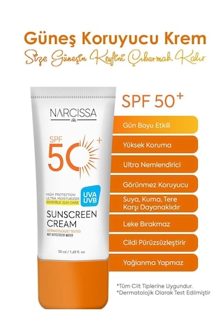 Narcissa Yüksek Koruyucu Leke Karşıtı Güneş Kremi SPF50+ 50 ML