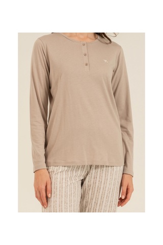 Moda Dua Arnetta 3779-s Kadın Uzun Kollu Pijama Takım Vizon