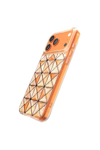 İphone 18 Pro Max Uyumlu Kılıf 3d Buz Blok Desenli Zore Paris Kairo Tpu Kapak Turuncu