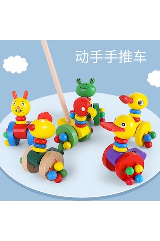 Dianziye Bebek Ahşap Yürüme Yardımcısı - Kuş Figürlü Tek Çubuklu Egzersiz Oyuncak - 0-3 Yaş Erken Öğretim Araçları