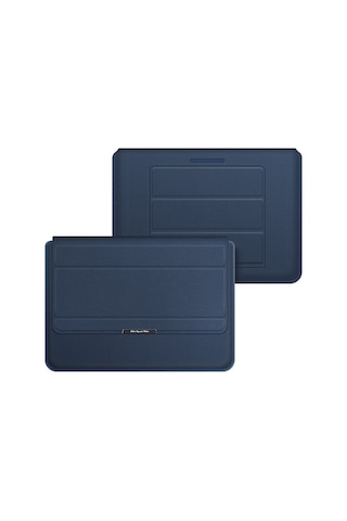 4'ü 1 Arada Evrensel Dizüstü Bilgisayar Tutucu Pu Su Geçirmez Koruma Bilek Dizüstü Bilgisayar Çantası, Boyut: 13/14 İnç Koyu Mavi