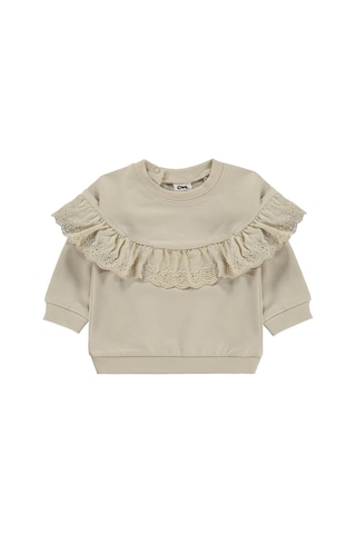 Civil Baby Fırfırlı Basic 6-18 Ay Sweatshirt - Bej Taş Rengi