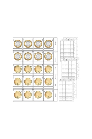 Anjiexun Madeni Para Albümü Koleksiyon Kolleksiyon Kılıfları İçin 9 Delikli Madeni Para Koleksiyon Sayfaları Şeffaf