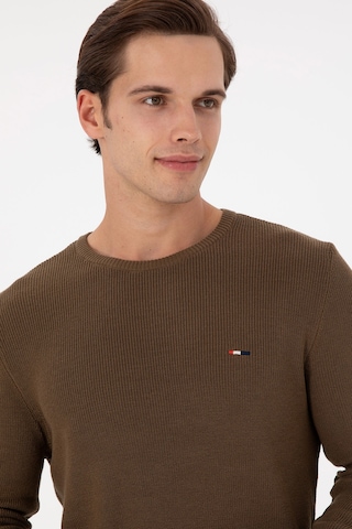 U.S. Polo Assn. Erkek Slim Fit Bisiklet Yaka Haki Basic Kazak 50298282-VR027