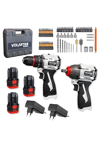 Volartan Delta Vth-2002 2 Li Akülü El Aleti Seti Darbeli Matkap + Somun Sıkma + 3x2.0ah