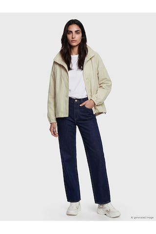 Lcw Vision Bej Dik Yaka Oversize Kadın Mont