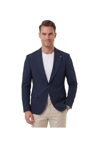 Deepsea Erkek Lacivert Slim Fit Blazer Ceket Likralı Çift Yırtmaç Dokulu Premium Ceket 2600776