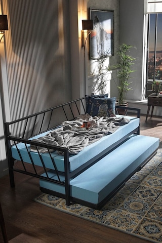 Glory Yavrulu Daybed Tek-çift Kişilik Sedir Metal Karyola Siyah