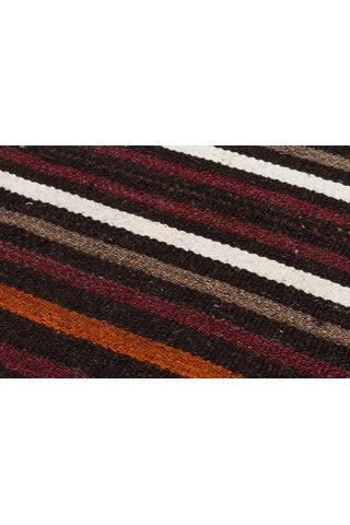 Gerçek El Dokuma Çok Renkli Çizgili Kilim Paspas