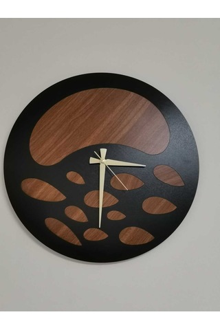 Nova Model Ahşap Duvar Saati 50 X 50 Cm Sessiz Mekanizma Siyah Ceviz Renk