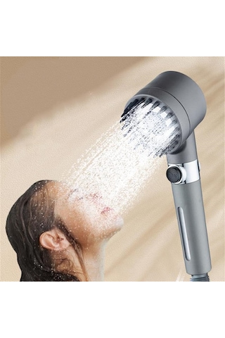 Padalink C Gri Filtreli Duş Başlığı İle 3 Modlu Mesajlı, Suyu Filtre Eden Ve Su Tasarruflu Abs Duş Seti Filtre Pamuklu Gri