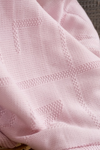 Toffy Toz Pembe Harf İşlemeli Örgü Bebek Battaniyesi 100x100 Pembe