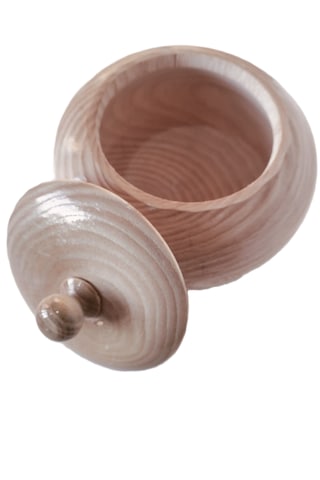 Ahşap Şekerlik İri Boy Kapaklı 14. 5 Cm Bej