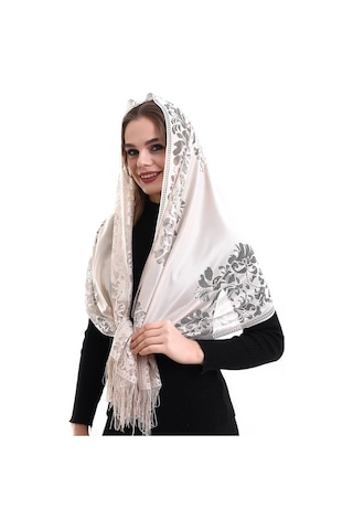 Narin Pamuk Tül Şal Krem 60x160