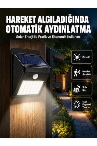 Mey İthalat Hareket Algılamalı Solar Led Güvenlik Lambası Yeni Nesil Çok Renkli
