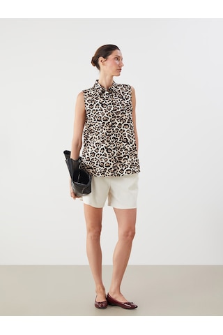 Lcwaıkıkı Classic Kahverengi Leopar Desenli Kadın Gömlek