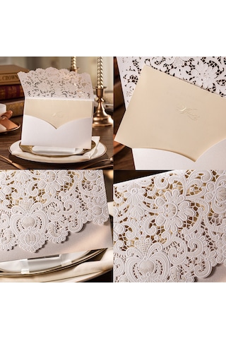 Yaozixa 10 Adet Kırmızı Çiçek Desenli Boş İç Sayfa, Zarf Ve Kılıfı İle Nikah, Doğum Günü Davetiyeleri - 250g Özel Kağıt XL