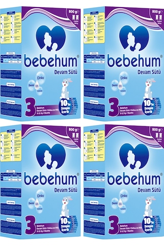 Bebehum 3 No Devam Sütü 9-12 Ay 800 Gr X 4 Adet