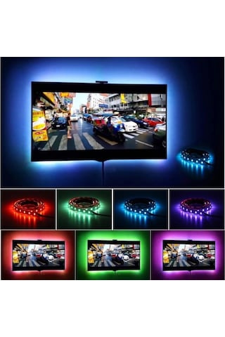 Sese Duyarlı Tv Arkası Rgb Şerit Led Kumandalı 2 Metre