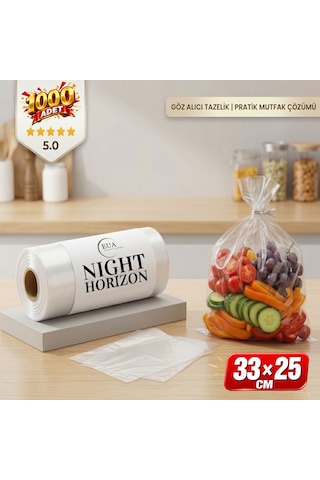 Eua 1000 Adet Rulo Buzdolabı Poşeti 33x25 Cm - Dayanıklı Şeffaf Buzluk Ve Gıda Saklama Poşeti